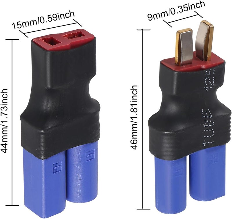 Meimom 8pcs (4 Pairs) EC5 to T-Plug Style Male Female RC Connector Adapter, T-Plug to Male Female EC5 Connector Adapter No Wires RC LiPo Battery Connectors - Image 2